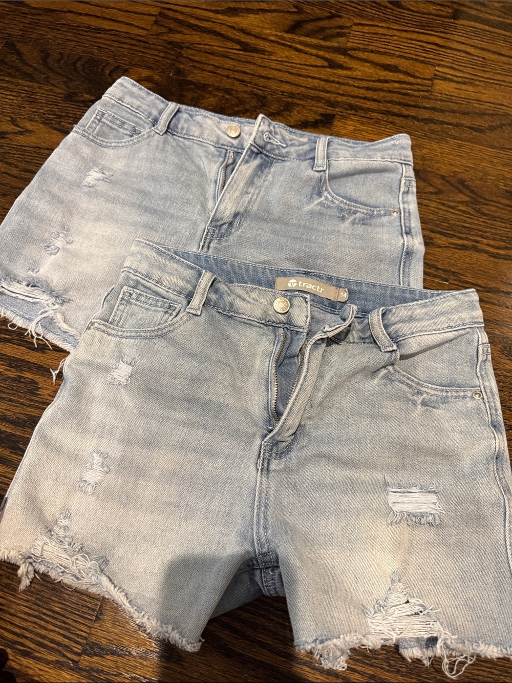 Tractr Light Wash Distressed denim Shorts - Light Blue size 14 like new 2 pairs